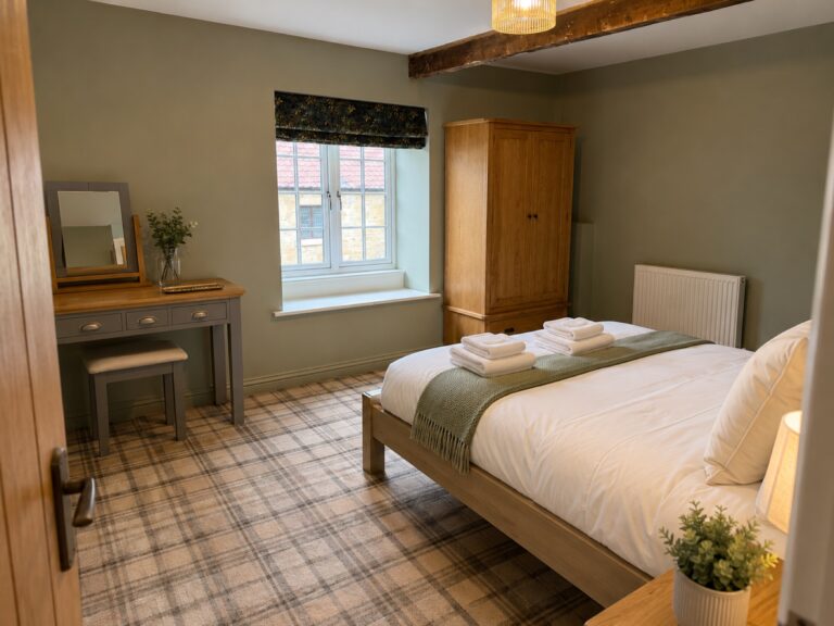 The Ainsty green bedroom at The Fox at Walton